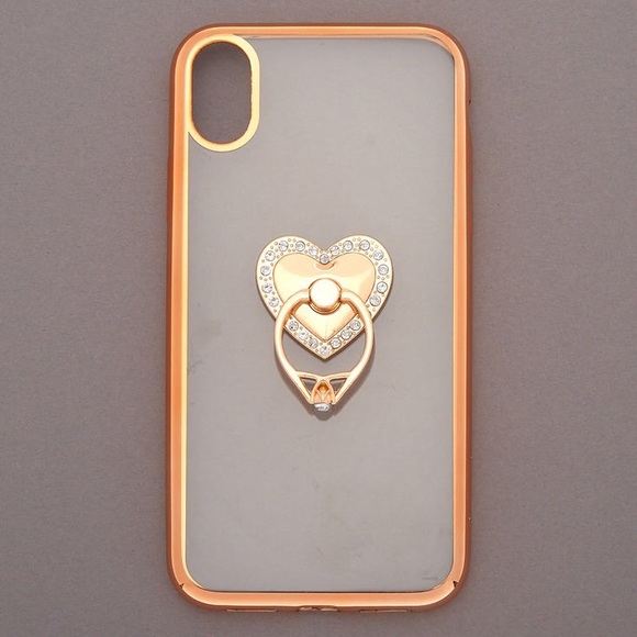 iPhone XR Rose Gold Heart Ring Stand Phone Case - Picture 5 of 5